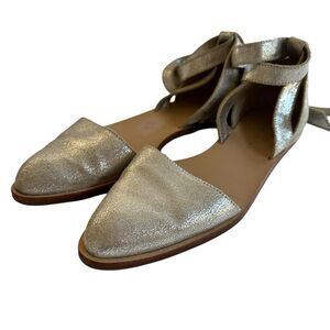 Loeffler Randall Silver Leather Lace Tie Sandals Sz 6.5